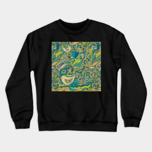 photo of fabric pattern  with birds and flowers Crewneck Sweatshirt